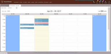 NovoClinical Appointment calendar view