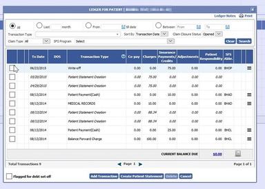 Patagonia EMR Patient ledger