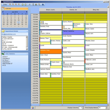 Planetrehab Software - Appointment Book