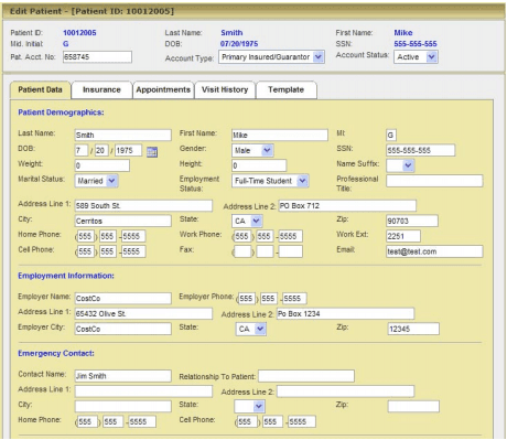Practice Mate Patient information