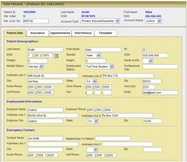 Practice Mate Patient information