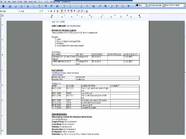 Patient Chart EHR physical exam