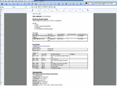 Patient Chart EHR physical exam