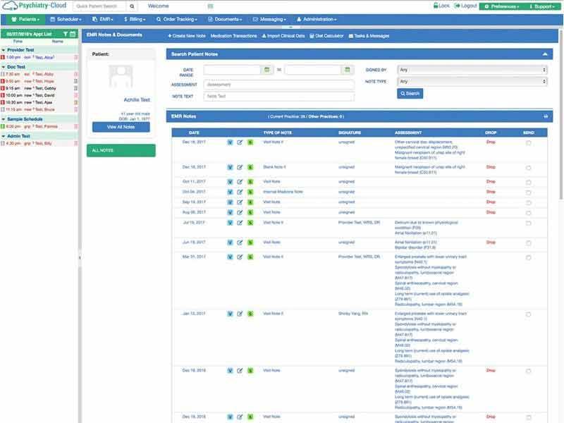 Psychiatry Cloud EMR notes