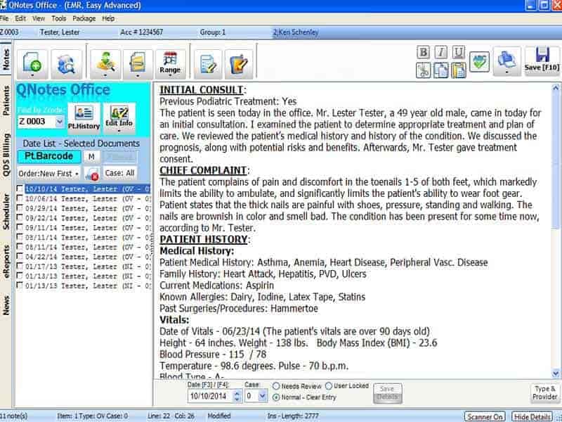QNotes Office - Podiatry Patient Chart