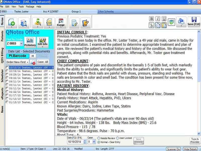 QNotes Office - Podiatry Patient Chart