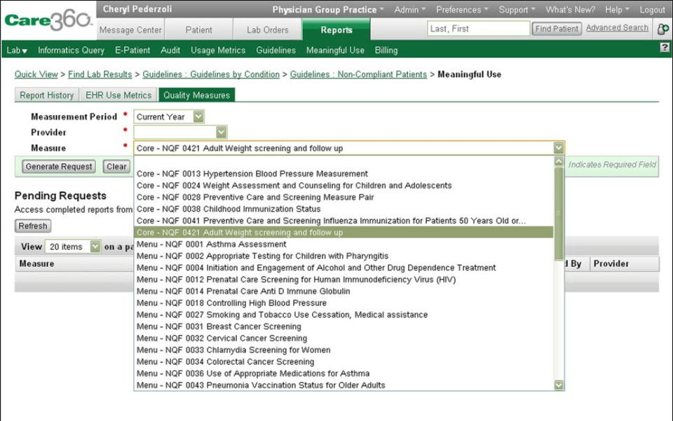 Quest Diagnostics EHR Reports and Quality Measures