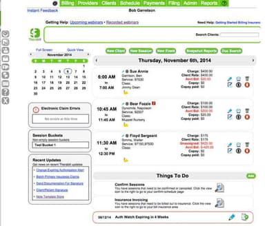 Therabill Primary dashboard