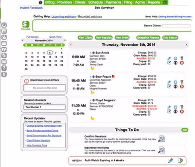 Therabill Primary dashboard