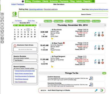 Therabill Primary dashboard