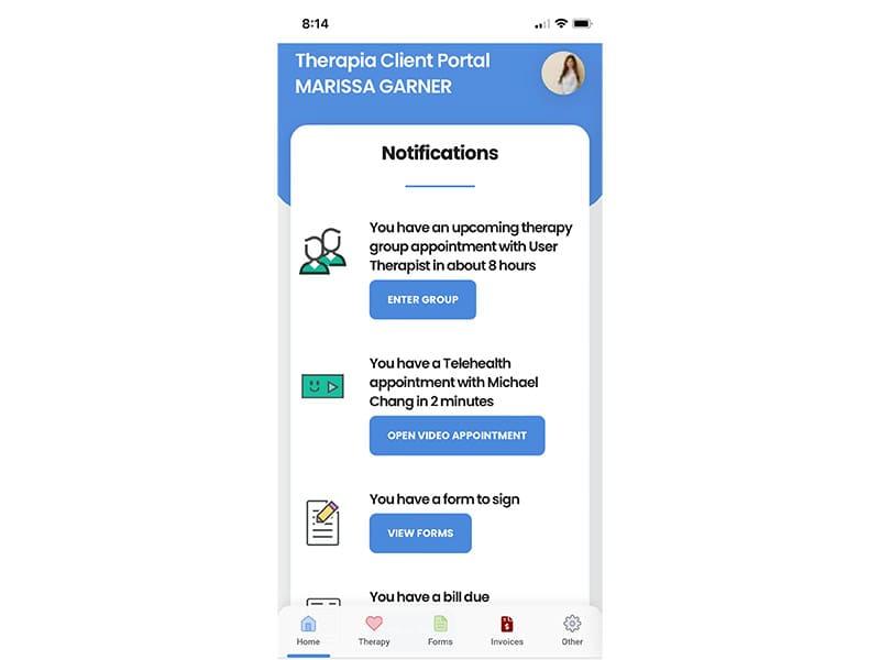 Therapia EHR Client Portal