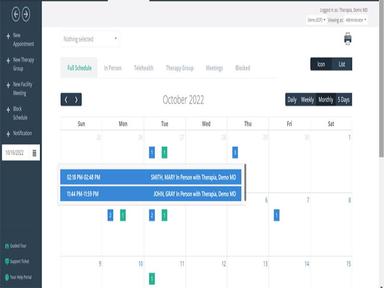 Therapia EHR Schedule