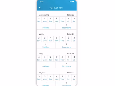 TigerConnect Physician Scheduling Tally Reports