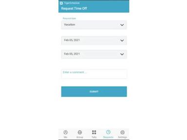 TigerConnect Physician Scheduling requests time off
