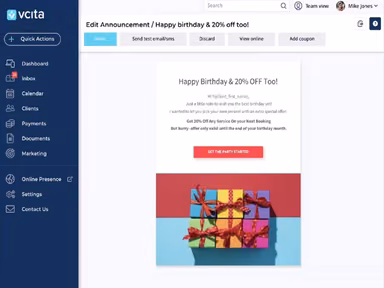 vcita Software - Edit Announcements
