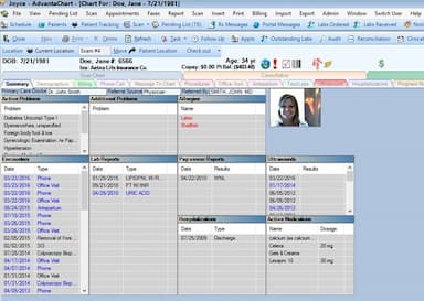 AdvantaChart Patient summary