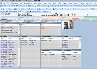 AdvantaChart Patient summary