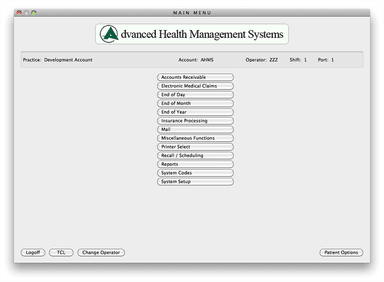 Advanced Health Management System Main Menu