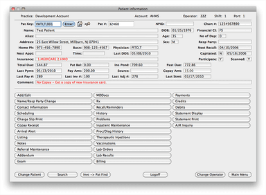 Advanced Health Management System Patient Options
