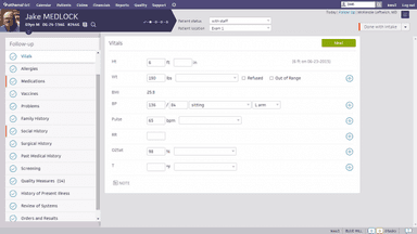 athenaClinicals Track Patient Vitals