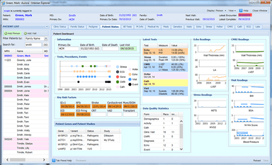 Aurora Clinical EMR Patient dashboard