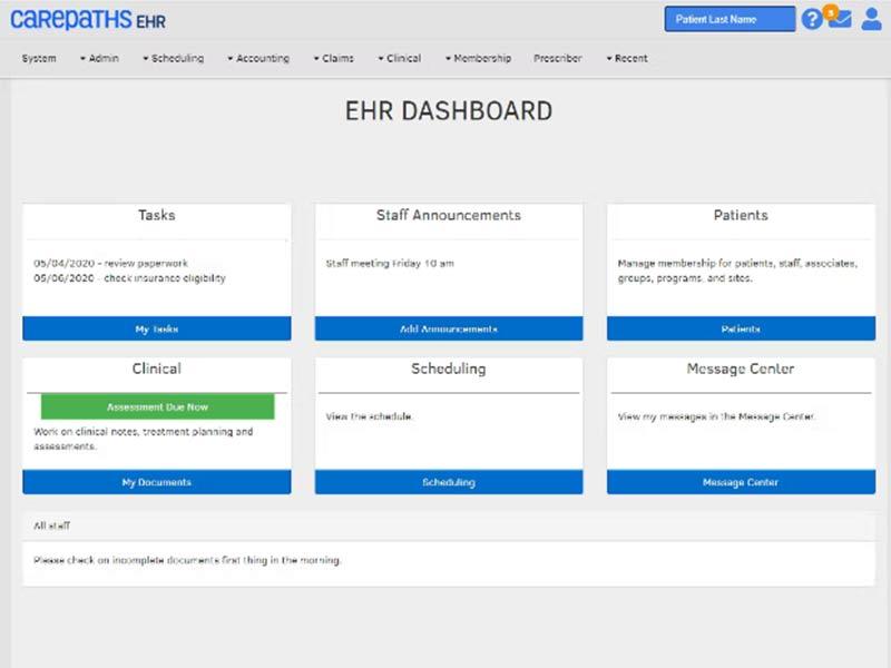 CarePaths EHR Dashboard