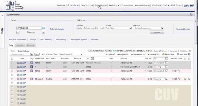 ChartsPro EHR Appointments