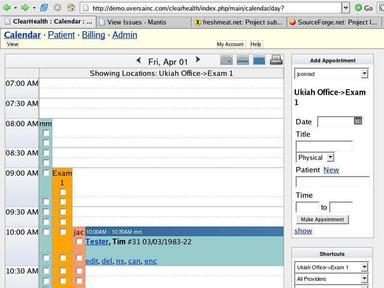 ClearHealth EMR Calendar