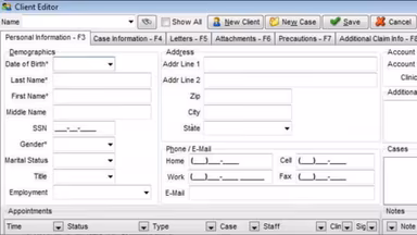 Clinicient Insight EMR Enter patient details