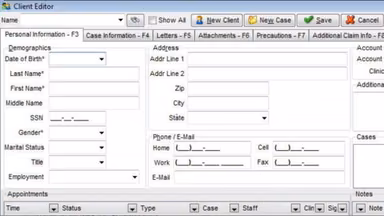 Clinicient Insight EMR Enter patient details