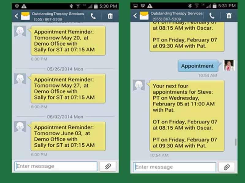 eTherapyDocs SMS appointment reminders