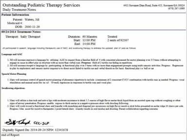 eTherapyDocs Treatment notes