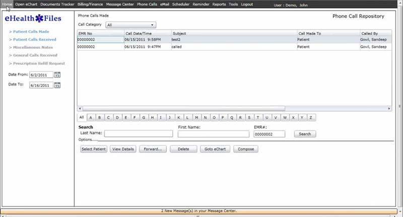 eHealthFiles Calls made