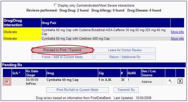 eMedRec EMR Drug review