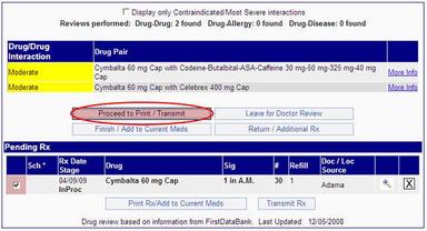 eMedRec EMR Drug review