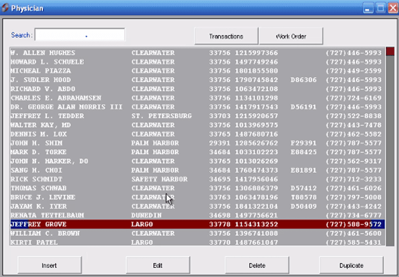 Patient list