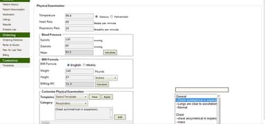 meMR Software Physical Exam