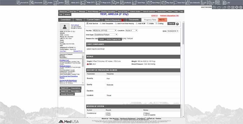 Med Prime EHR Software Dashboard