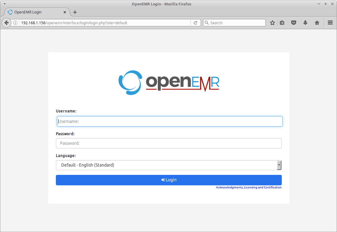 OpenEMR Software Login