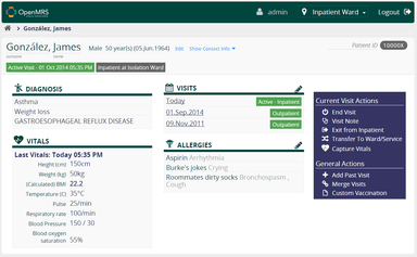 OpenMRS Patient dashboard