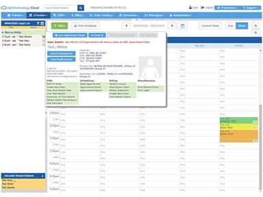 Ophthalmology-Cloud software Appointment details