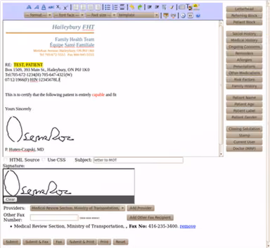 OSCAR EMR eForm