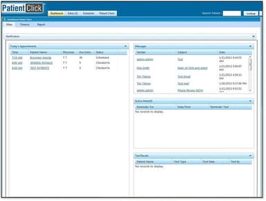 PatientClick EMR Dashboard