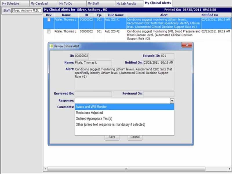 Caseload Manager Clinical Alerts