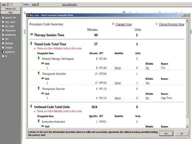 Therapy Source EMR Procedure Code Summary