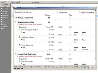 Therapy Source EMR Procedure Code Summary