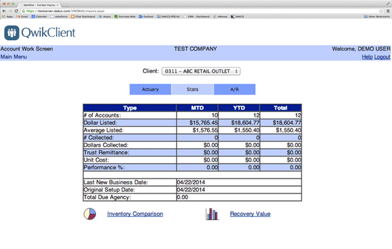 Account work screen