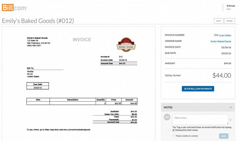 Bill.com Sample Invoice