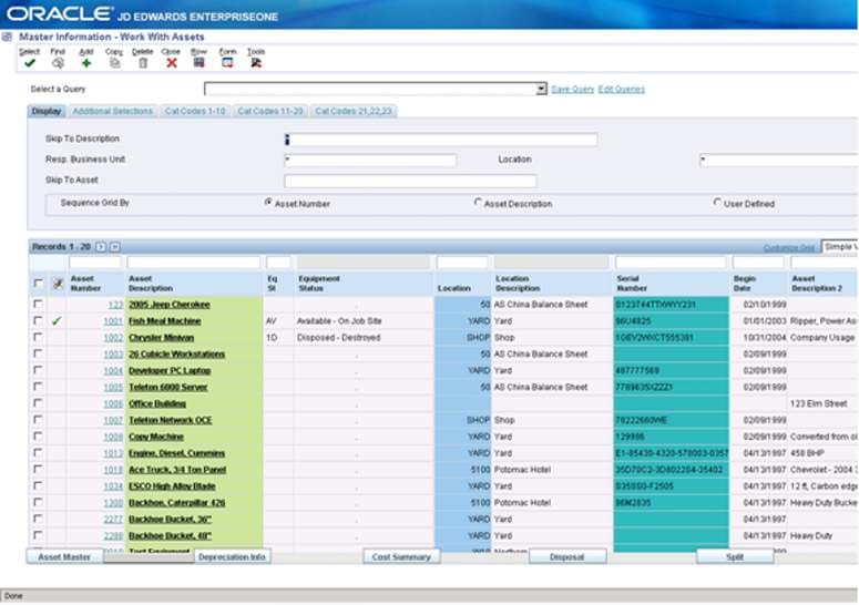 JD Edwards Software Master Information