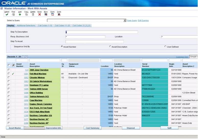 JD Edwards Software Master Information